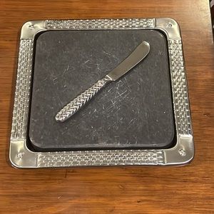 Ralph Lauren Watchband Pattern Cheese Cutting block board with knife vintage